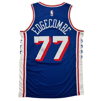 Autographed/Signed VJ Edgecombe Philadelphia 76ers Sixers Blue Authentic Basketball Jersey JSA COA