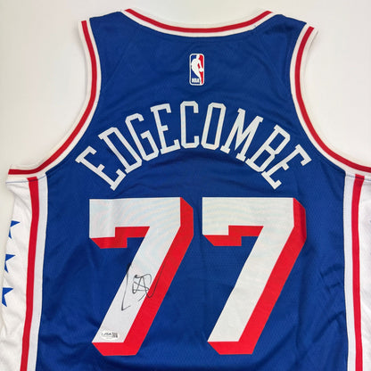 Autographed/Signed VJ Edgecombe Philadelphia 76ers Sixers Blue Authentic Basketball Jersey JSA COA