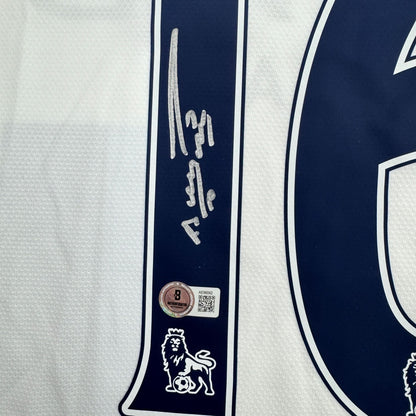 Autographed/Signed Sergio Kun Aguero Manchester City White Soccer Futbol Jersey Beckett BAS COA