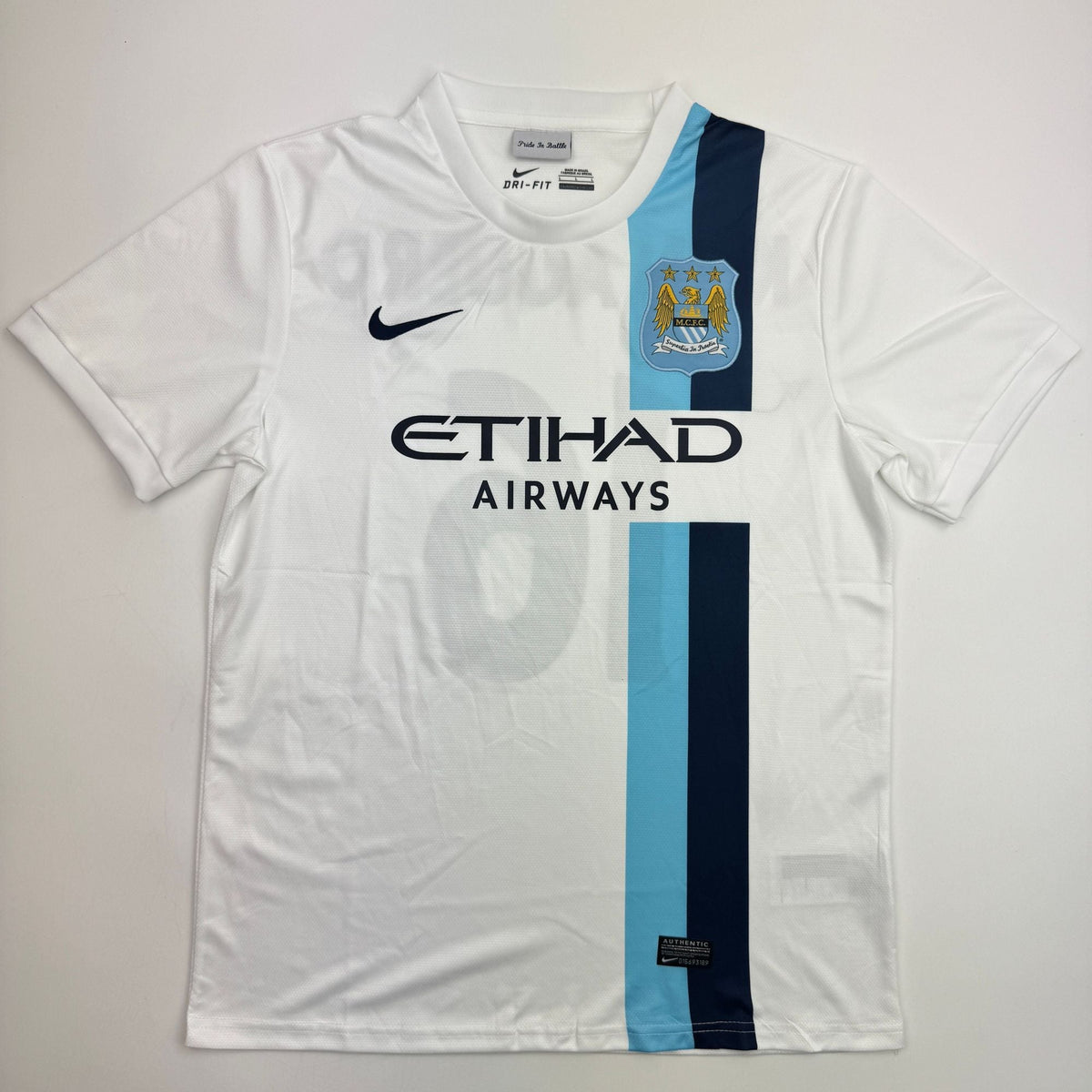 Autographed/Signed Sergio Kun Aguero Manchester City White Soccer Futbol Jersey Beckett BAS COA