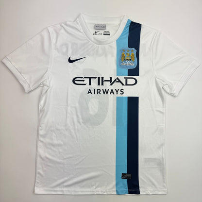 Autographed/Signed Sergio Kun Aguero Manchester City White Soccer Futbol Jersey Beckett BAS COA