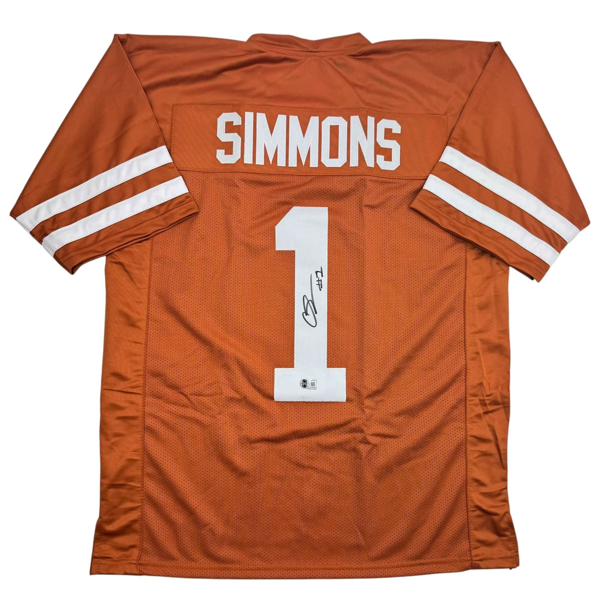 Autographed/Signed Colin Simmons Texas Orange College Football Jersey Beckett BAS COA