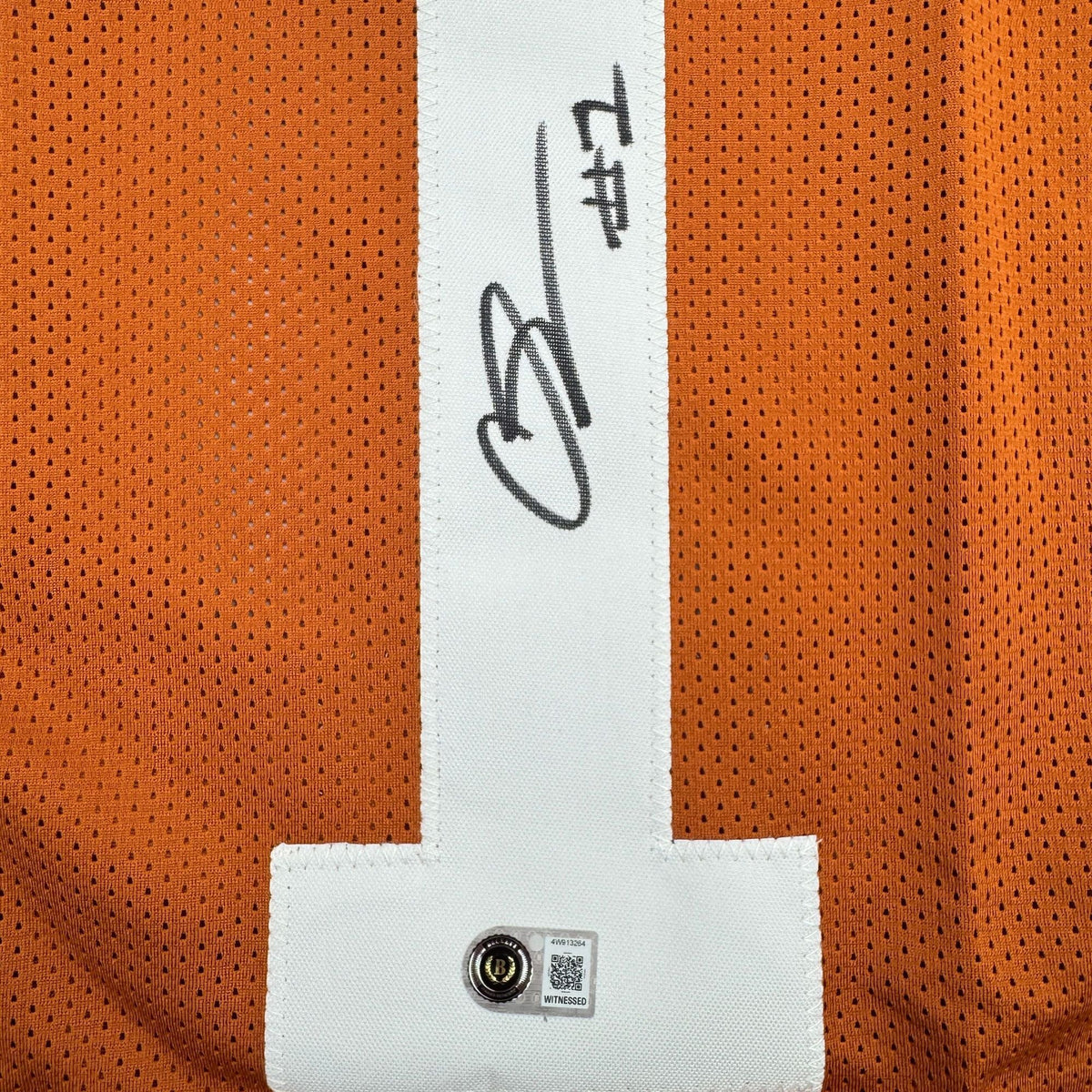 Autographed/Signed Colin Simmons Texas Orange College Football Jersey Beckett BAS COA