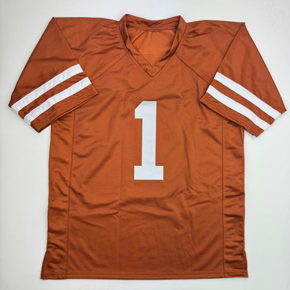 Autographed/Signed Colin Simmons Texas Orange College Football Jersey Beckett BAS COA