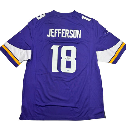 Autographed/Signed Justin Jefferson Minnesota Vikings Purple Nike Authentic Football Jersey Beckett BAS COA