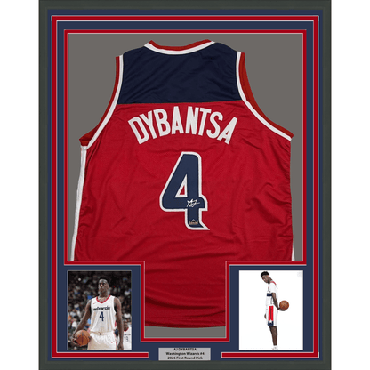 Framed Facsimile Autographed AJ Dybantsa 35x39 Washington Red Reprint Laser Auto Basketball Jersey