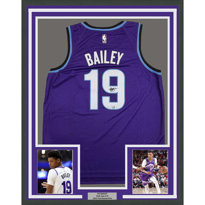 Framed Autographed/Signed Ace Bailey 35x39 Utah Jazz Purple Authentic Basketball Jersey Fanatics COA