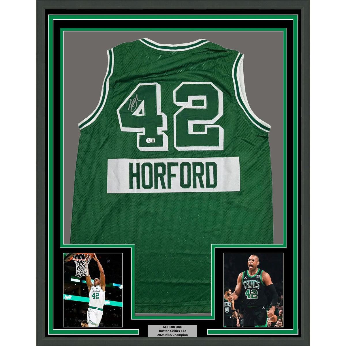 Framed Autographed/Signed Al Horford 35x39 Boston Green City Edition Basketball Jersey Beckett BAS COA