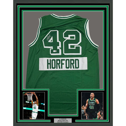 Framed Autographed/Signed Al Horford 35x39 Boston Green City Edition Basketball Jersey Beckett BAS COA