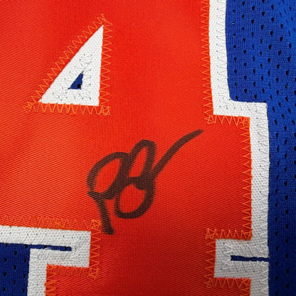 Framed Autographed/Signed Brad Daugherty 35x39 Cleveland Blue Basketball Jersey JSA COA