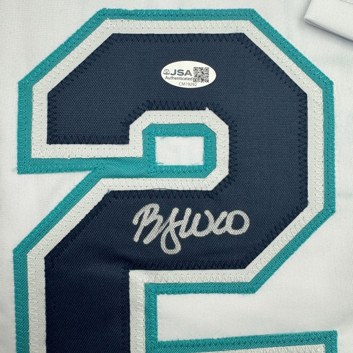 Framed Autographed/Signed Bryan Woo 35x39 Seattle White Baseball Jersey JSA COA