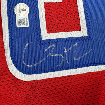 Framed Autographed/Signed Caron Butler 35x39 Los Angeles Red Basketball Jersey Beckett BAS COA
