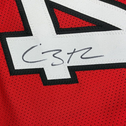 Framed Autographed/Signed Caron Butler 35x39 Miami Red Basketball Jersey Beckett BAS COA