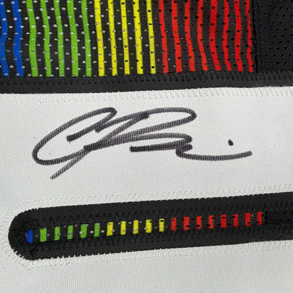 Framed Autographed/Signed Christian Braun 35x39 Denver Black Rainbow Basketball Jersey Beckett BAS COA