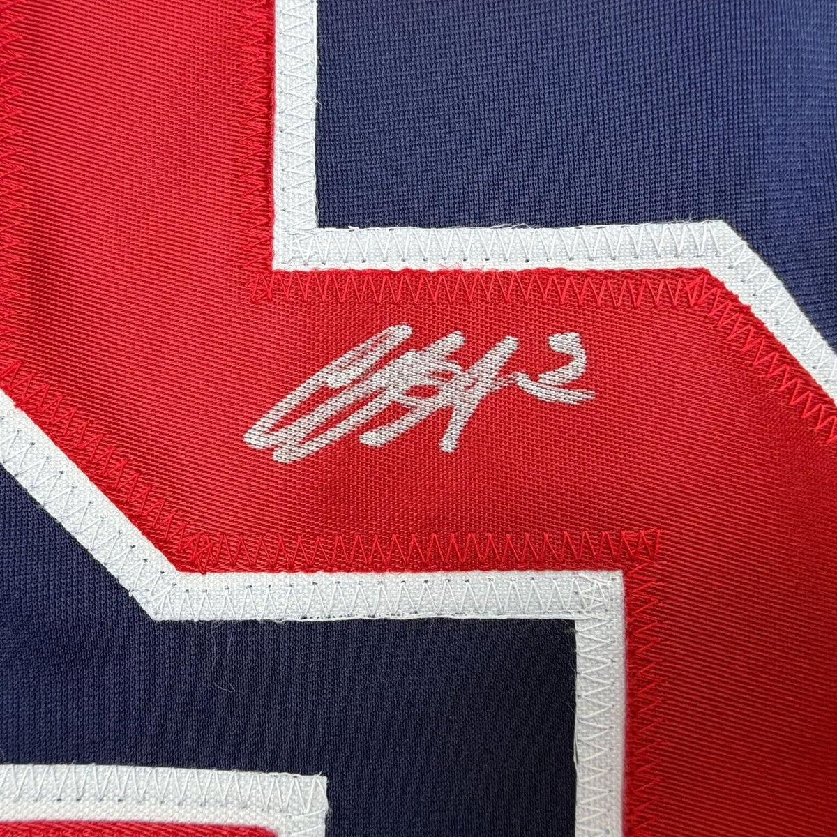 Framed Autographed/Signed CJ Abrams 35x39 Washington Blue Baseball Jersey Beckett BAS COA