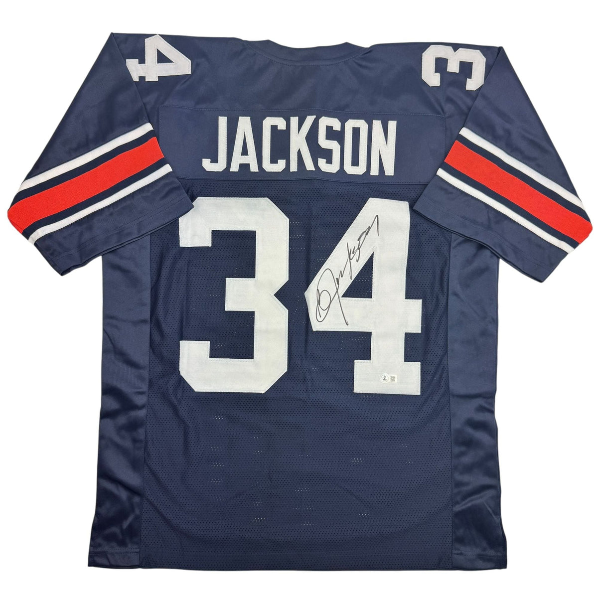Autographed/Signed Bo Jackson Auburn Blue College Football Jersey Beckett BAS COA