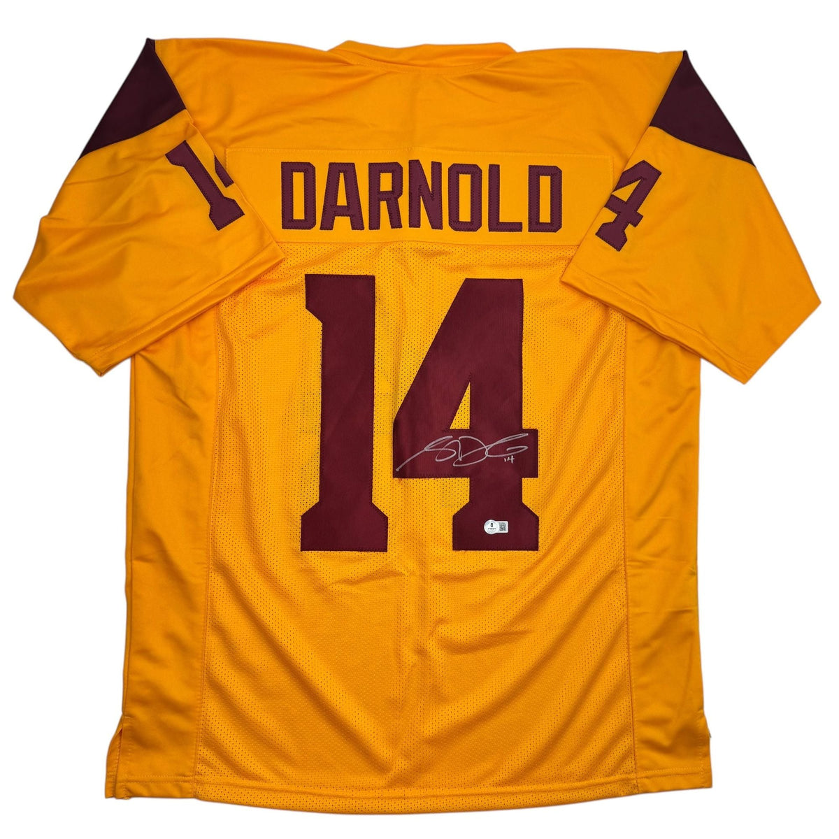 Autographed/Signed Sam Darnold USC Southen Cal Yellow College Football Jersey Beckett BAS COA