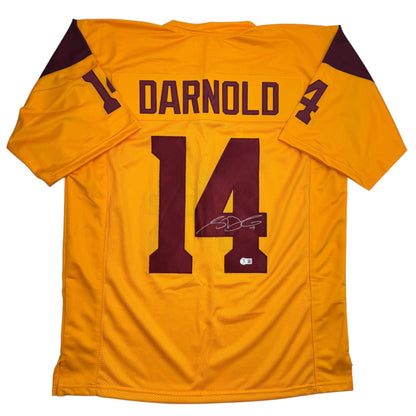 Autographed/Signed Sam Darnold USC Southen Cal Yellow College Football Jersey Beckett BAS COA