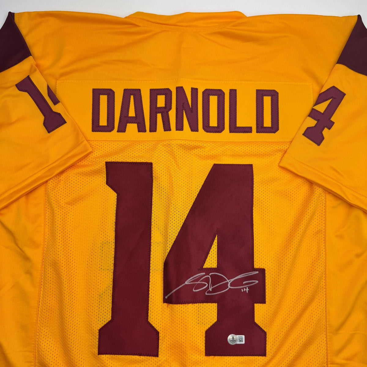 Autographed/Signed Sam Darnold USC Southen Cal Yellow College Football Jersey Beckett BAS COA