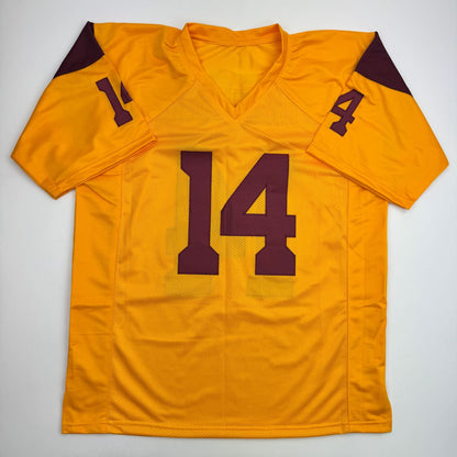 Autographed/Signed Sam Darnold USC Southen Cal Yellow College Football Jersey Beckett BAS COA
