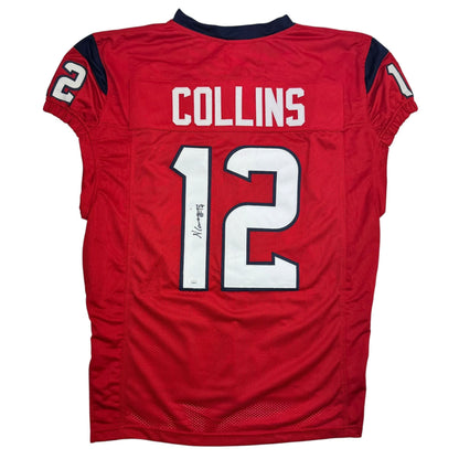 Autographed/Signed Nico Collins Houston Red Rookie Football Jersey JSA COA