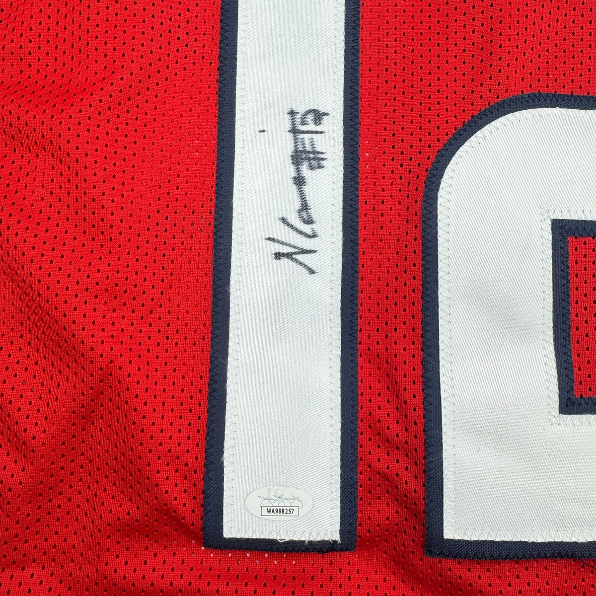 Autographed/Signed Nico Collins Houston Red Rookie Football Jersey JSA COA