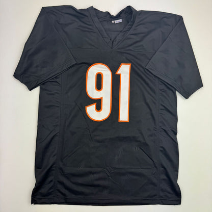 Autographed/Signed Trey Hendrickson Cincinnati Black Football Jersey Beckett BAS COA
