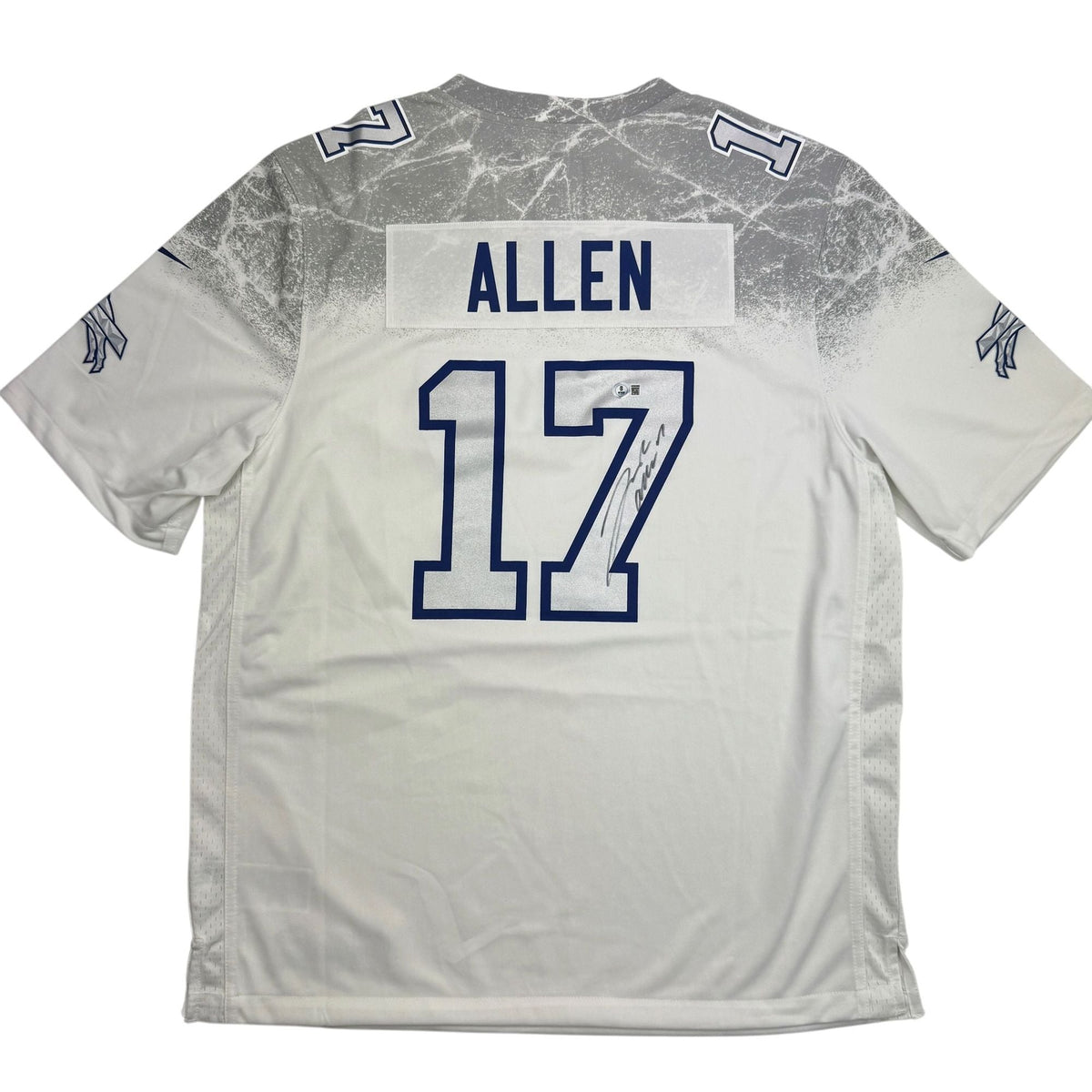 Autographed/Signed Josh Allen Buffalo Bills White Rivalries Authentic Football Jersey Beckett BAS COA