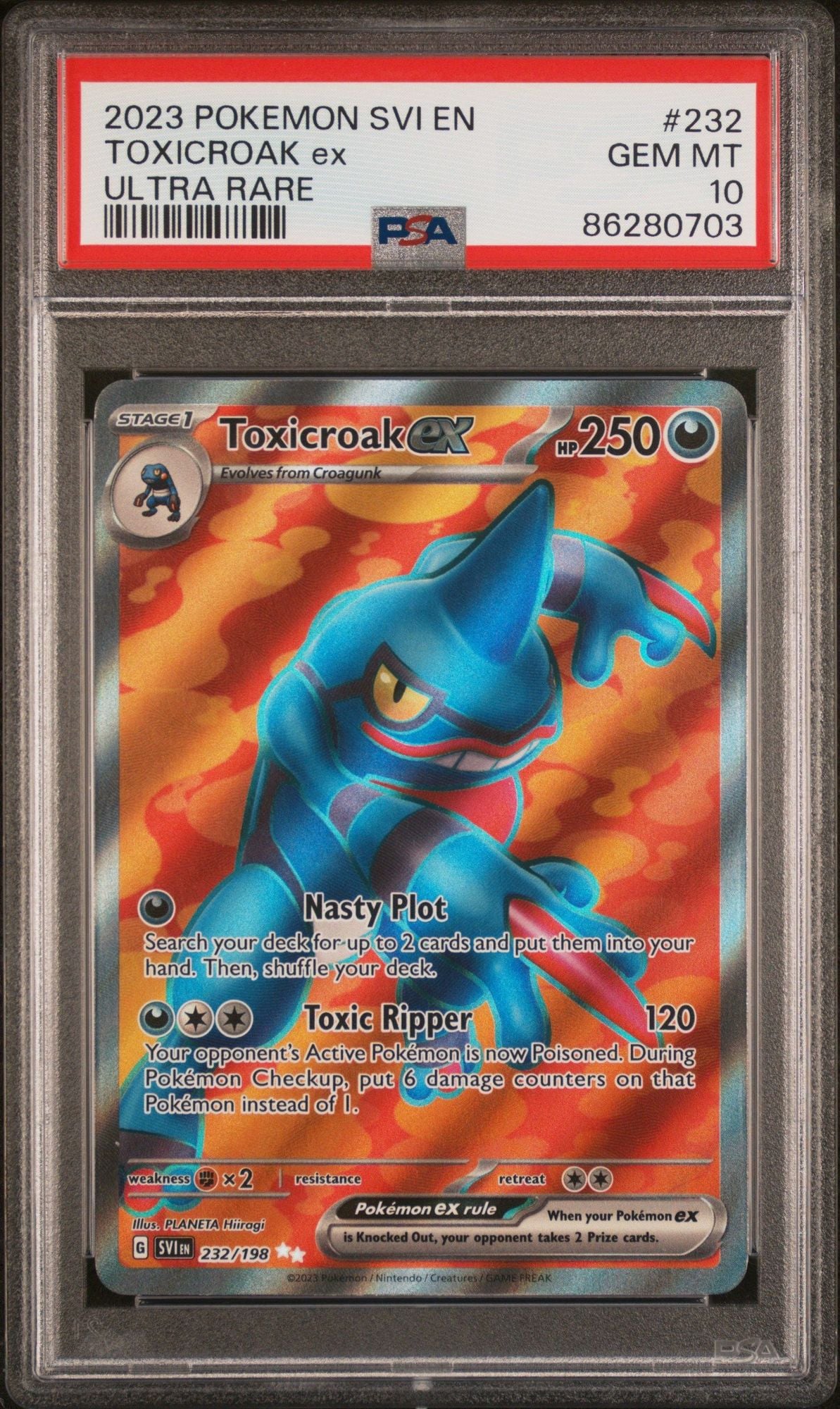 Graded 2023 Pokemon EN Toxicroak ex #232 SVI Trading Card Game PSA 10 Gem Mint