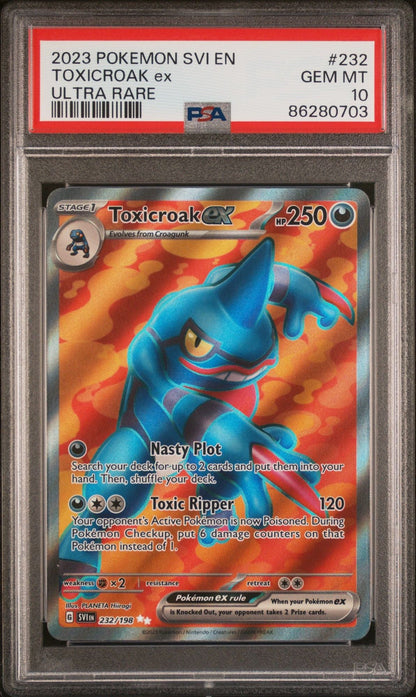 Graded 2023 Pokemon EN Toxicroak ex #232 SVI Trading Card Game PSA 10 Gem Mint