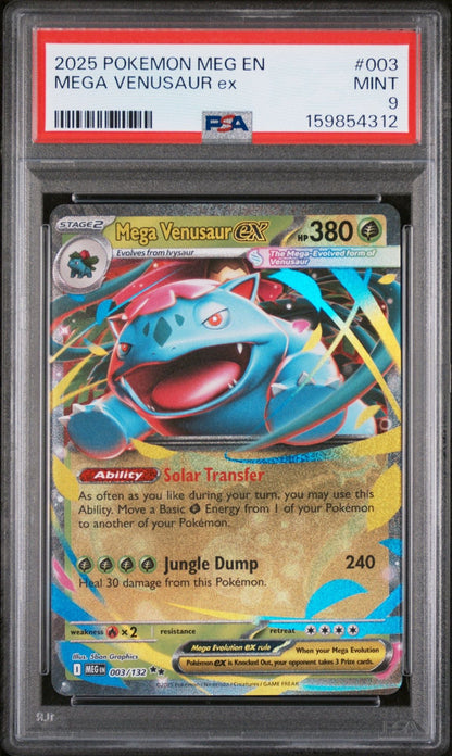 Graded 2025 Pokemon English MEG Mega Venusaur ex #003 Trading Card Game PSA 9 Mint