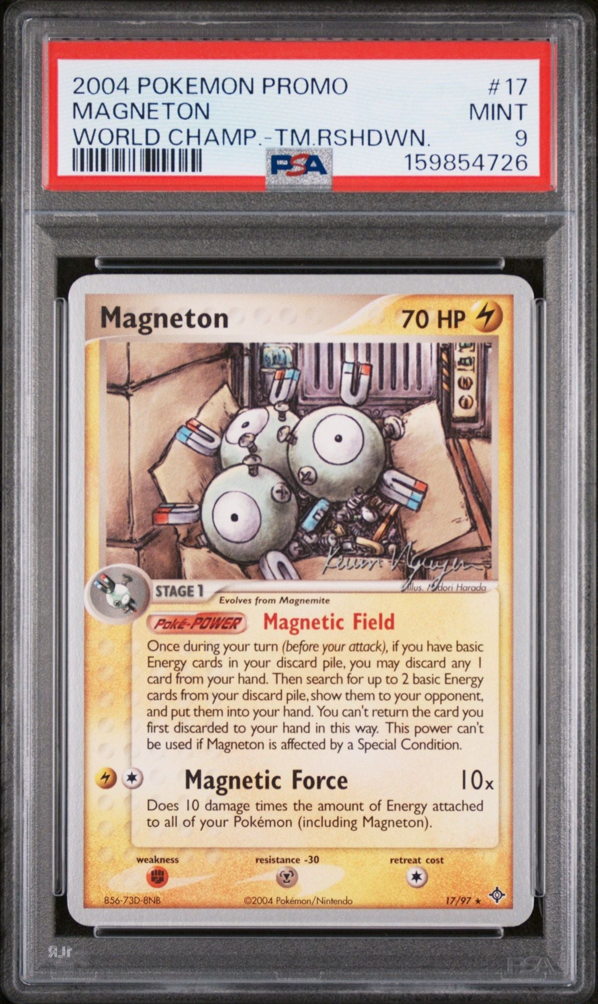 Graded 2004 Pokemon Promo Magneton #17 Wold Championship Trading Card Game PSA 9 Mint