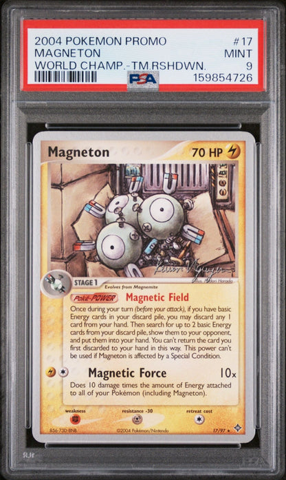 Graded 2004 Pokemon Promo Magneton #17 Wold Championship Trading Card Game PSA 9 Mint