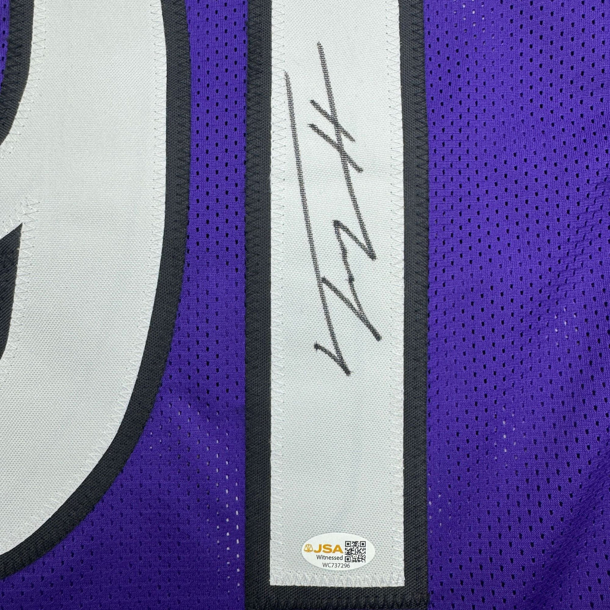 Autographed/Signed Trey Hendrickson Baltimore Purple Football Jersey Beckett BAS COA