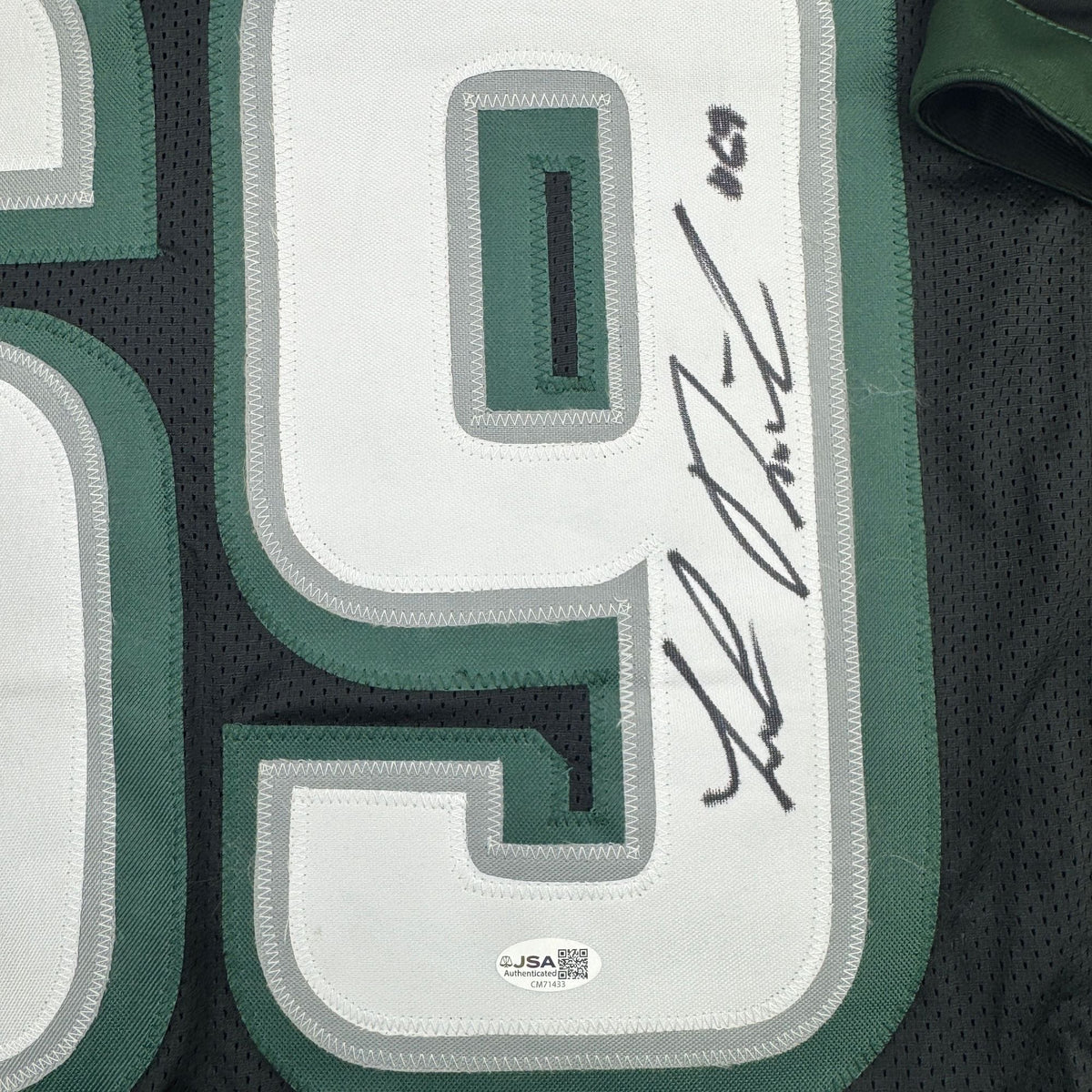 Autographed/Signed Landon Dickerson Philadelphia Black Football Jersey Beckett BAS COA