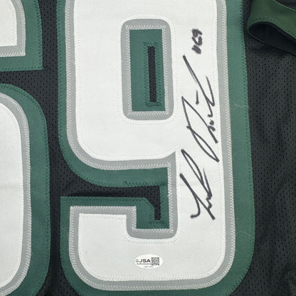 Autographed/Signed Landon Dickerson Philadelphia Black Football Jersey Beckett BAS COA