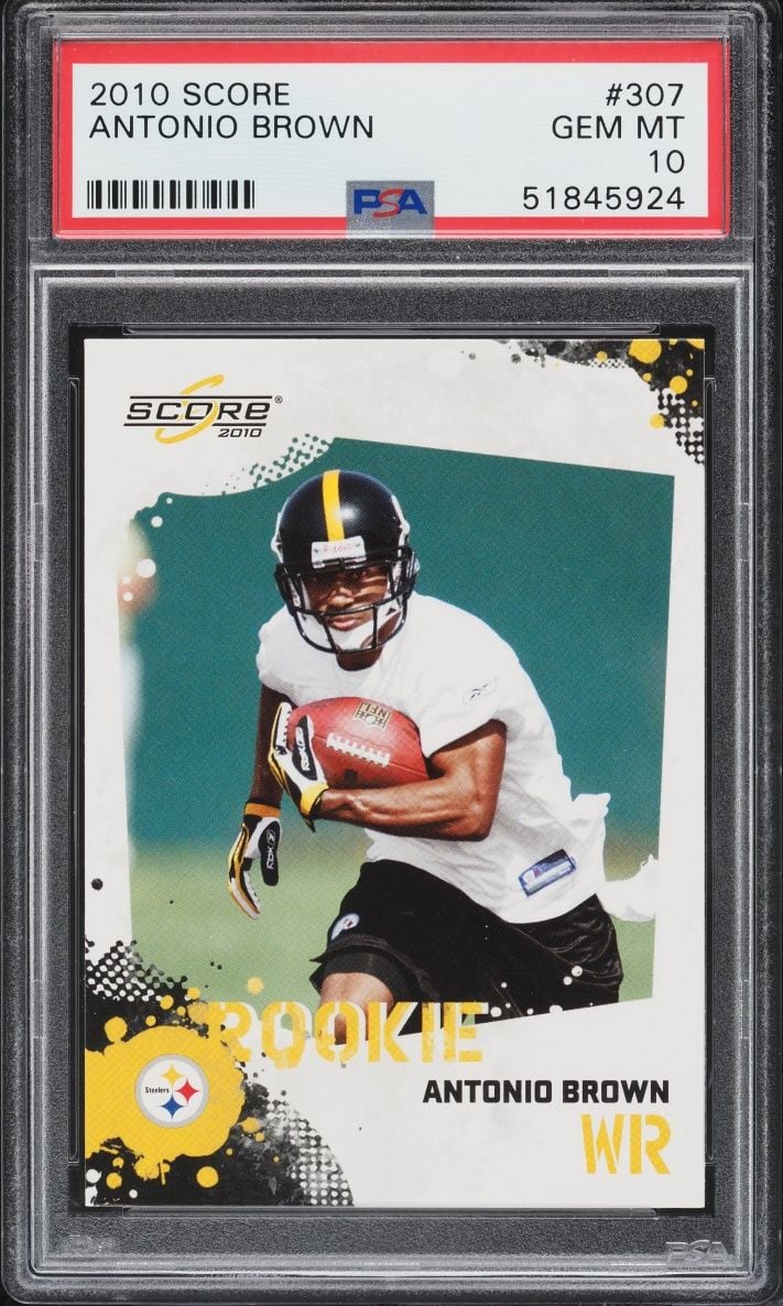 Graded 2010 Panini Score Antonio Brown #307 Rookie RC Football Card PSA 10 Gem Mint