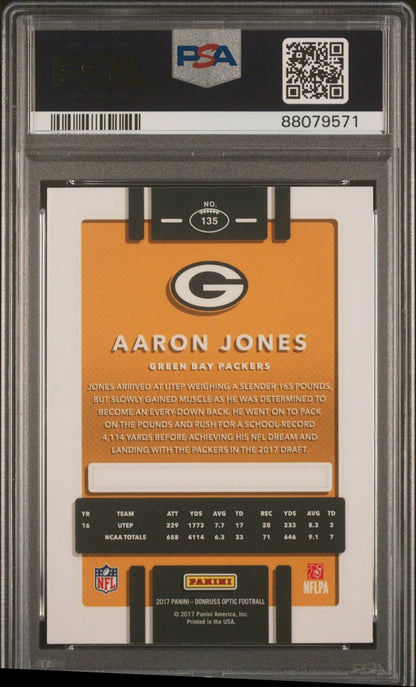 Graded 2017 Panini Donruss Optic Aaron Jones #135 Rookie RC Football Card PSA 10 Gem Mint