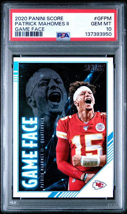 Graded 2020 Panini Score Patrick Mahomes II #GFPM Game Face Football Card PSA 10 Gem Mint