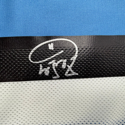 Autographed/Signed Carlos Tevez Argentina Blue Soccer World Cup Jersey Beckett BAS COA