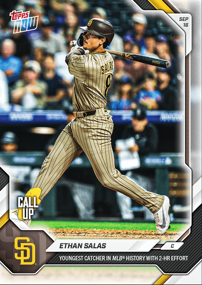 2026 Topps Now Ethan Salas #684 Youngest Catcher in MLB History with 2 HR Effort San Diego Padres Rookie RC Baseball Card