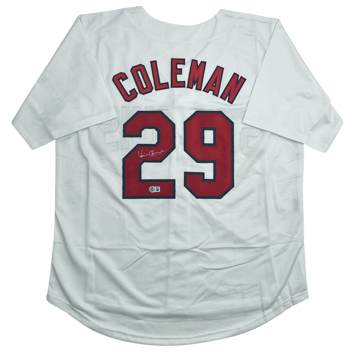 Autographed/Signed Vince Coleman St. Louis White Baseball Jersey Beckett BAS COA