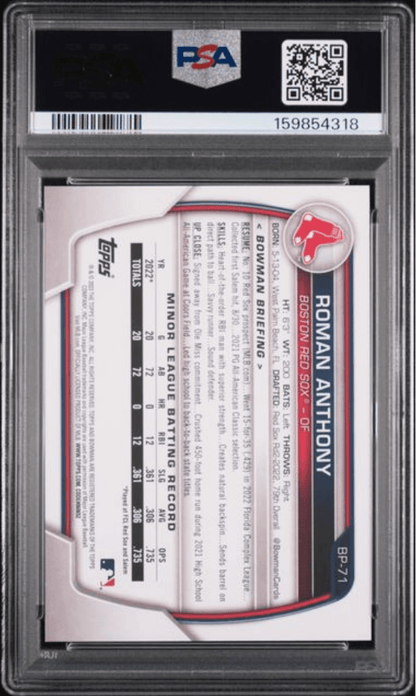 Graded 2023 Topps Bowman Roman Anthony #BP71 Paper Prospects Rookie RC Baseball Card PSA 8 Near Mint