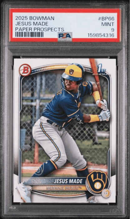 Graded 2025 Topps Bowman Jesus Made #BP66 Paper Prospects Rookie RC Baseball Card PSA 9 Mint