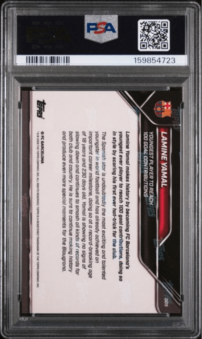 Graded 2025 Topps Now FC Barcelona Lamine Yamal #5 Black /10 Soccer Card PSA 7 Near Mint