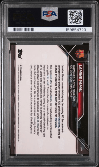 Graded 2025 Topps Now FC Barcelona Lamine Yamal #5 Black /10 Soccer Card PSA 7 Near Mint