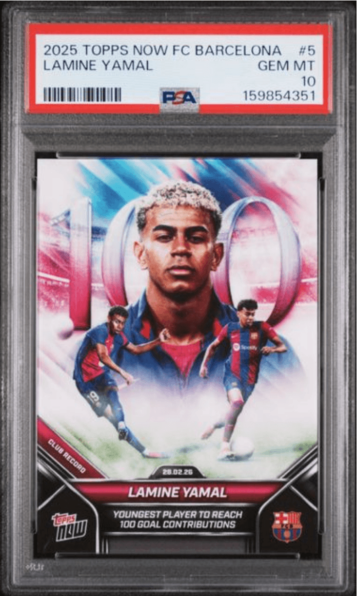 Graded 2025 Topps Now FC Barcelona Lamine Yamal #5 Soccer Card PSA 10 Gem Mint