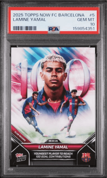 Graded 2025 Topps Now FC Barcelona Lamine Yamal #5 Soccer Card PSA 10 Gem Mint