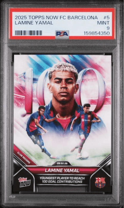 Graded 2025 Topps Now FC Barcelona Lamine Yamal #5 Soccer Card PSA 9 Mint