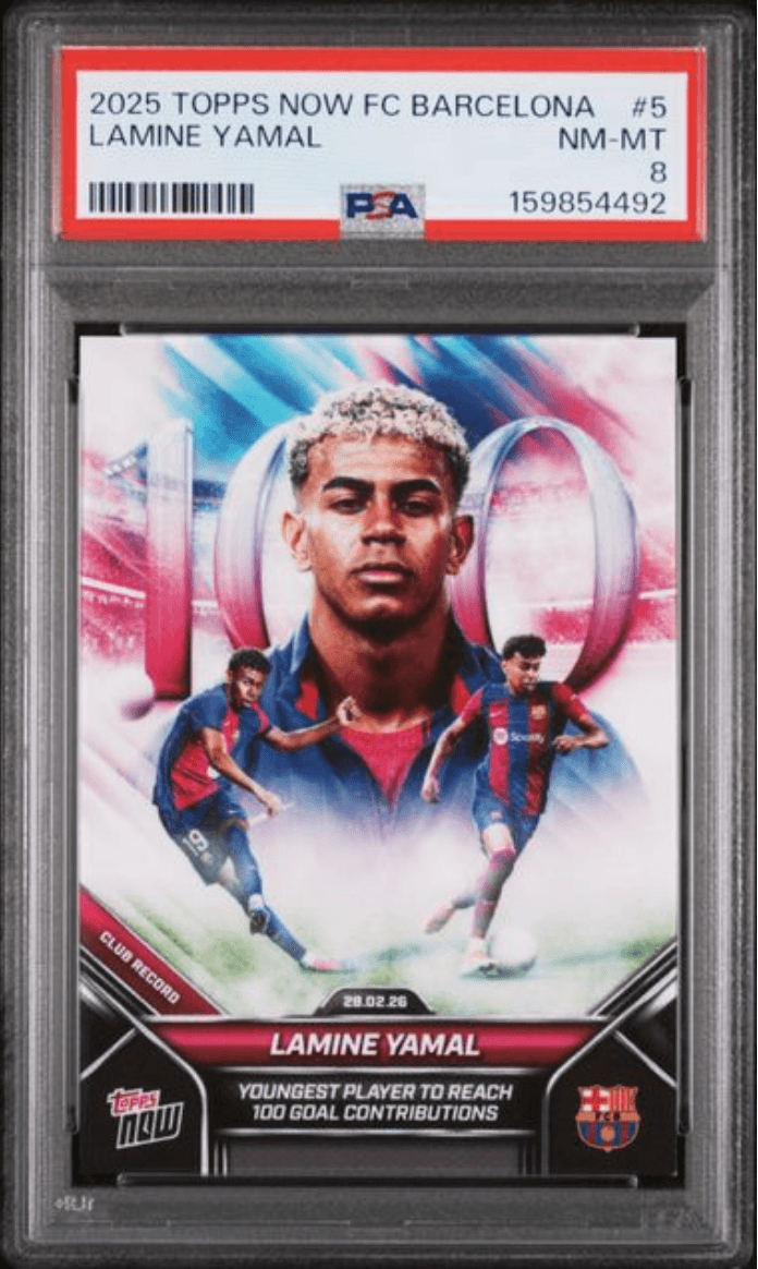 Graded 2025 Topps Now FC Barcelona Lamine Yamal #5 Soccer Card PSA 8 Near Mint